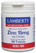 Lamberts Zinc 15mg (as Citrate) 180 Tablets # 8282