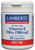 Lamberts Natural Vitamin E 250 i.u. (100 Capsules) # 8707